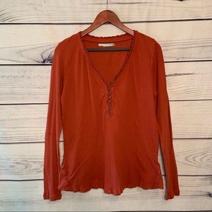 Maurices | Red Ribbed Long Sleeve Henley Top